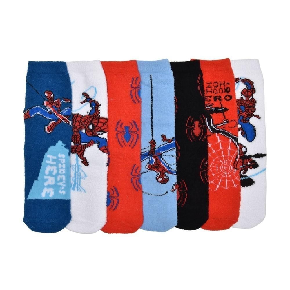 Marvel Boys Spider-Man 7 Days of Cozy Socks 7-Pack Crew Socks White M/L 3-10
